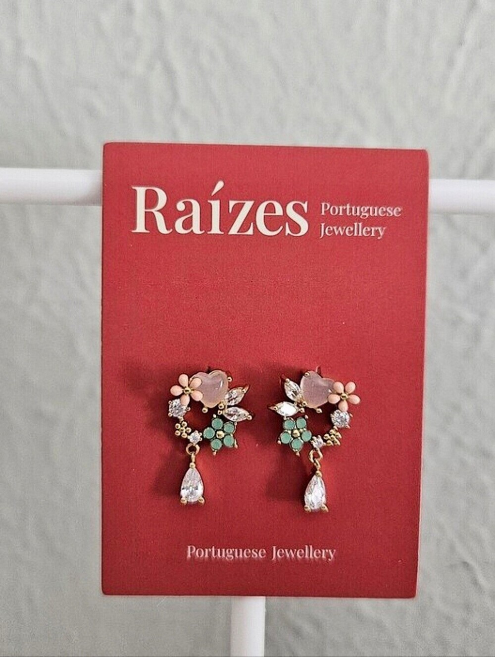 NWT Raizes Portuguese Jewellery Floral Cluster Wreath Earrings With Teardrop